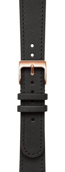 Withings Leather Wristband 18mm w Rose Gold buckle for Scanwatch 38mm, Steel HR 36mm, Withings Move, Move ECG, Steel - Black