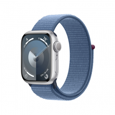Apple Watch S9 GPS 45mm Silver Alu Case w Winter Blue Sport Loop (DEMO)