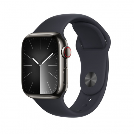 Apple Watch S9 Cellular 45mm Graphite Stainless Steel Case w Midnight Sport Band - S/M (DEMO)