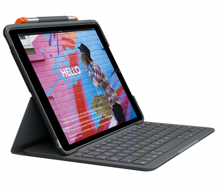 Logitech Slim Folio keyboard case for iPad (7th, 8th, & 9th gen) - Graphite - UK