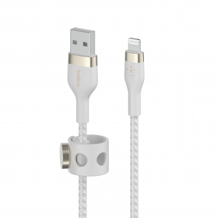 Belkin BOOST CHARGE PRO Flex USB-A to LTG, Braided Silicone Cable - 1M - White