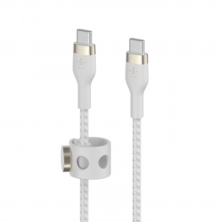 Belkin BOOST CHARGE PRO Flex USB-C to USB-C 2.0, Braided Silicone Cable - 3M - White