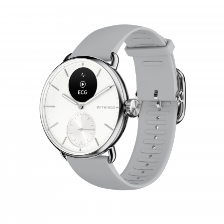Withings Scanwatch 2 / 38mm (Activity, Sleep Tracker, ECG, Temperature, SPO2 / Stainless steel, fkm wristband, sapphire glass) - White