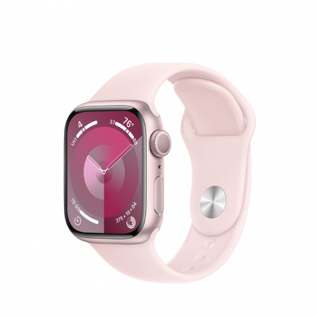 Apple Watch S9 GPS 41mm Pink Alu Case w Light Pink Sport Band - S/M