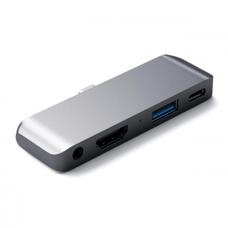 Satechi Aluminium Type-C Mobile Pro Hub (HDMI 4k,1x Jack 3mm,1x USB-A,1x USB-C) - Space Grey