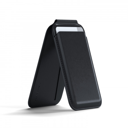 Satechi Vegan-Leather Magnetic Wallet Stand (iPhone 12/13/14/15 all models) - Black