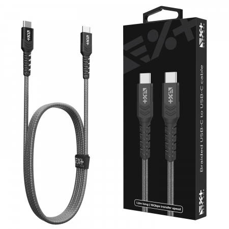 Next One Braided USB-C to USB-C Cable 1.2m (3A) - Space Gray