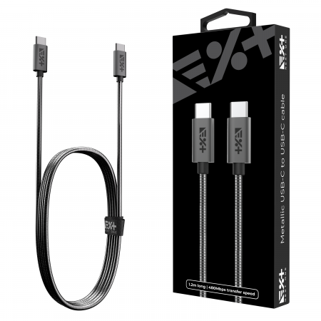 Next One Metallic USB-C to USB-C Cable 1.2m (3A) - Space Gray