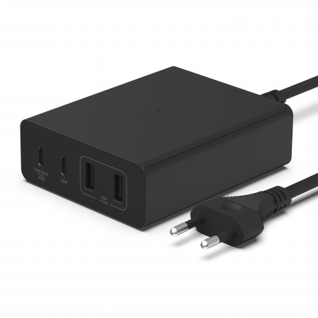 Belkin BOOST CHARGE PRO108W 4-Ports USB GaN Desktop Charger (Dual C and Dual A) and 2M Cord - Black